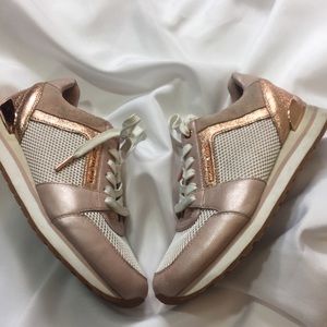 michael kors allie wrap trainer black gold